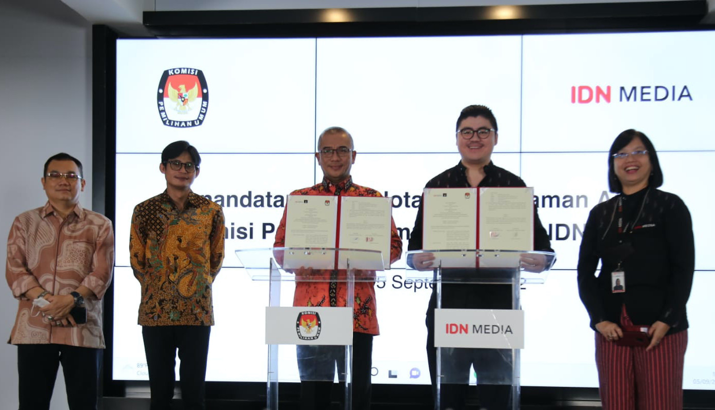 KPU RI menjalin kerja sama dengan IDN Media terkait Sosialisasi dan Penyebaran Informasi Penyelenggaraan Pemilu dan Pemilihan 2024