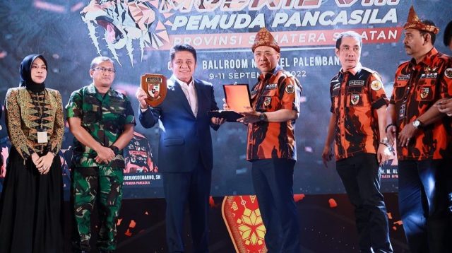 Gubernur Sumsel, H Herman Deru saat menghadiri Musyawarah Wilayah (Muswil) VIIi Pemuda Pancasila Provinsi Sumsel