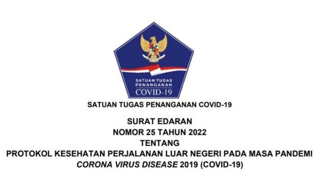 Surat Edaran Satgas Penanganan COVID-19 Nomor 25 Tahun 2022