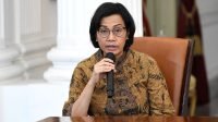 Menkeu Sri Mulyani menyampaikan pernyataan perihal pengalihan subsidi BBM, Sabtu (03/09/2022), di Istana Merdeka, Jakarta