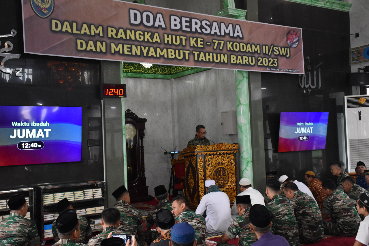 Doa bersama jelang tahun baru 2023 dan HUT ke-77 Kodam II/Sriwijaya, Jumat (30/12/2022)