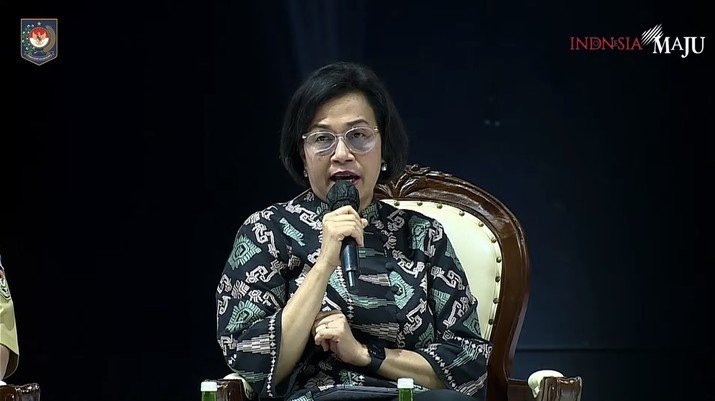 Foto: Menteri Keuangan Sri Mulyani Dalam Acara Rakornas Kepala Daerah dan FORKOPIMDA Tahun 2023. (Tangkapan Layar Youtube Kemendagri RI)