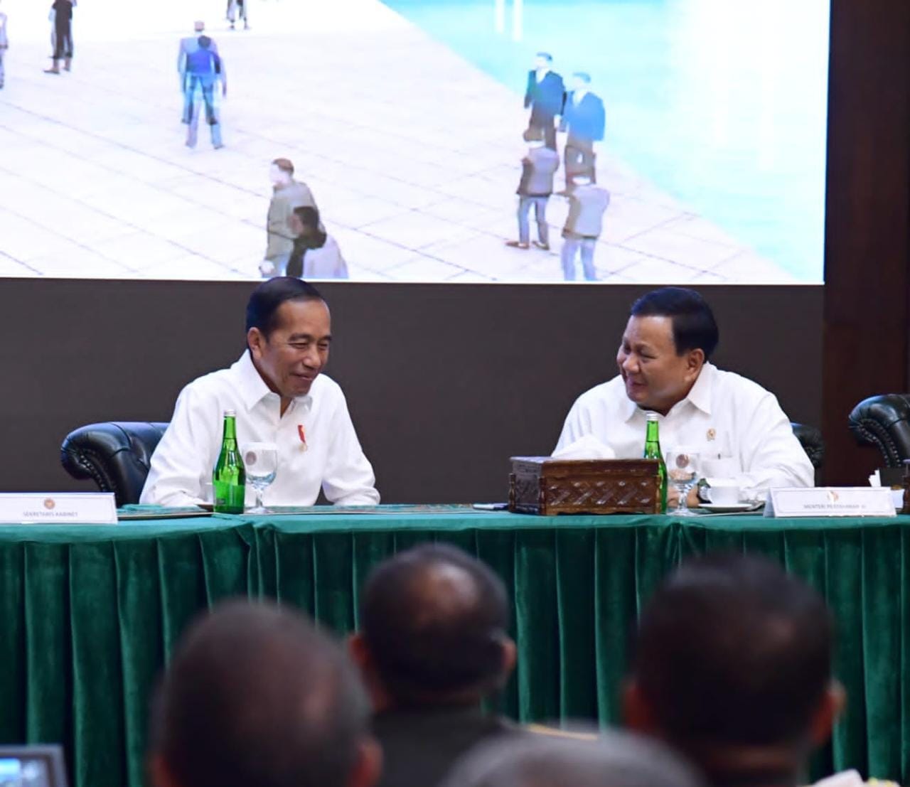 Presiden Joko Widodo dalam arahannya pada Rapat Pimpinan (Rapim) Kementerian Pertahanan (Kemhan) Tahun 2023, Rabu (18/1/2023) di Aula Bhinneka Tunggal Ika, Kementerian Pertahanan, Jakarta