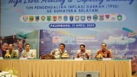Gubernur Sumsel H Herman Deru saat menghadiri (HLM) TPID, di Ballroom Hotel Aryaduta Palembang, Selasa (11/4).