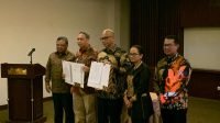 Perjanjian kerjasama antara SKK Migas dan Jamintel Kejaksaan Agung di Serang, Senin (4/12/2023)